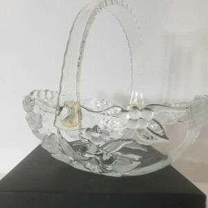 Vintage Waltherglas Crystal/Glass Oval Basket  with Acrylic Handle.